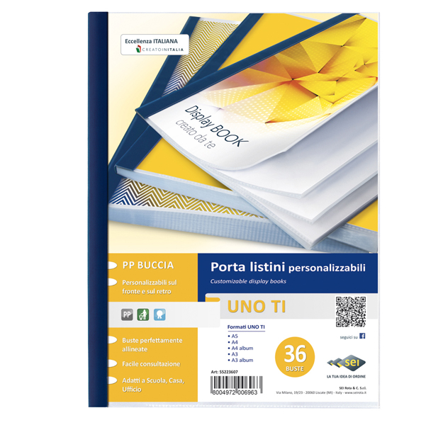 Portalistini personalizzabile Uno TI - 22 x 30 cm - 36 buste - blu - Sei Rota 