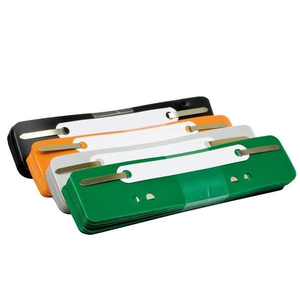  Pressini fermafogli - con linguette in metallo - 38 x 150 mm - colori assortiti - Lebez - conf. 250 pezzi 