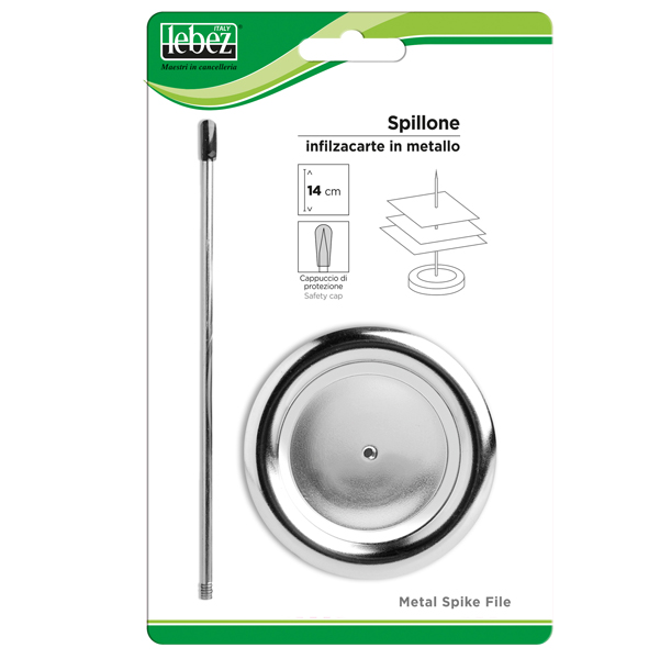  Spillone infilzacarte - con cappuccio - metallo - Lebez 
