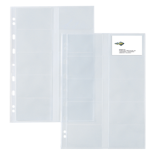  Buste forate Atla Card - porta biglietti da visita - 20 spazi - PPL - 21 x 29,7 cm - trasparente - Sei Rota - conf. 10 pezzi 