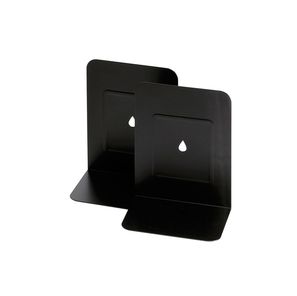  Coppia reggilibri - 13,5 x 17,5 cm - metallo - nero - Lebez 