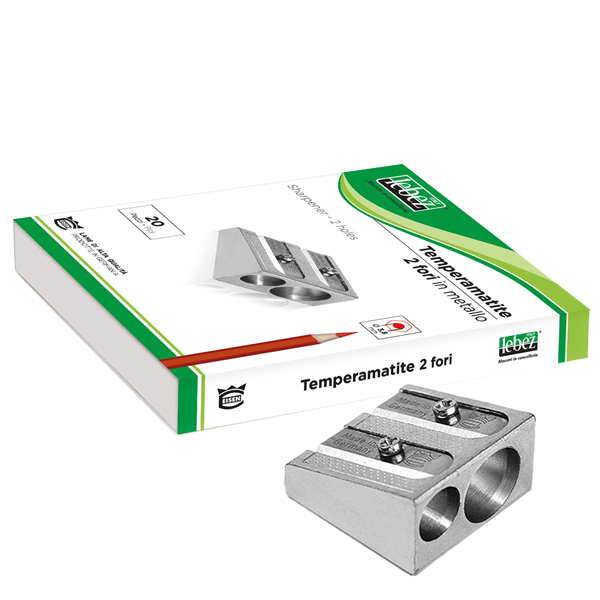  Temperamatite senza contenitore - 2 fori - in metallo - cuneiforme - Lebez 