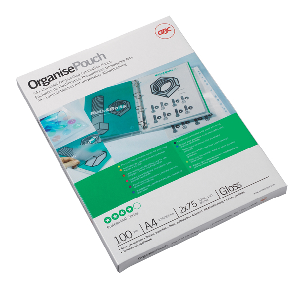  Pouches - A4 - 216 x 303 mm - 2 x 75 micron - GBC - conf. 100 pezzi 