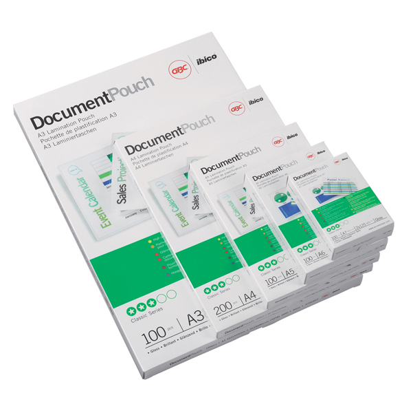  Pouches - A3 - 303 x 426 mm - 2 x 125 micron - GBC - conf. 100 pezzi 