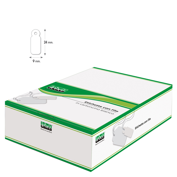  Etichette con filo A384 - 9 x 24 mm - bianco - Lebez - conf. 1000 pezzi 