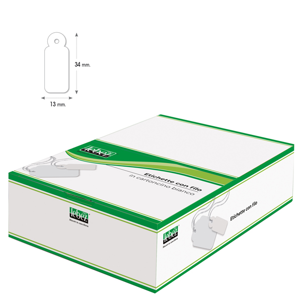  Etichette con filo A386 - 13 x 34 mm - bianco - Lebez - conf. 1000 pezzi 