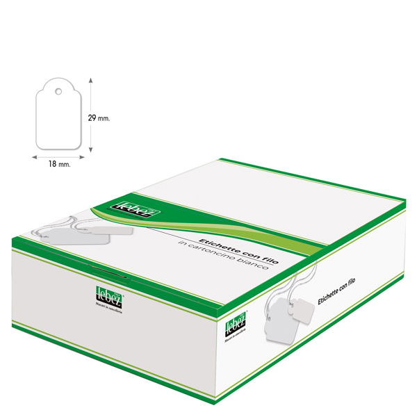  Etichette con filo A389 - 18 x 29 mm - bianco - Lebez - conf. 1000 pezzi 