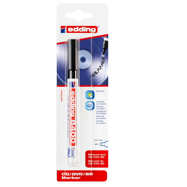  Marcatore permanente per CD/DVD 8400 - punta tonda - 1 mm - nero - Edding 