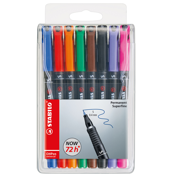  Pennarello OHPen universal permanente 841 - punta superfine 0,4 mm - colori assortiti - Stabilo - conf. 8 pezzi 