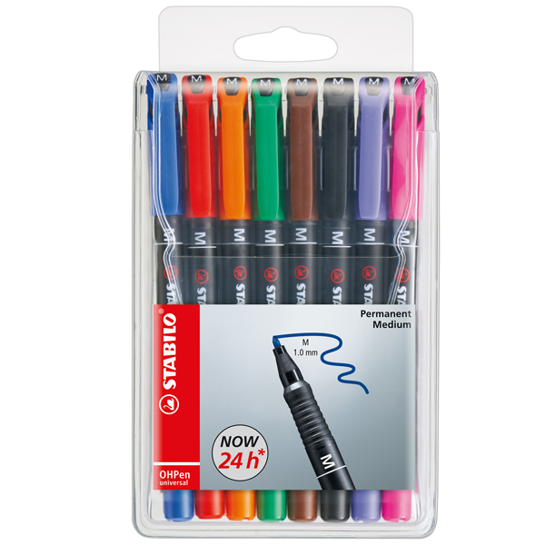  Pennarello OHPen universal permanente 843 - punta media 1 mm - colori assortiti - Stabilo - conf. 8 pezzi 