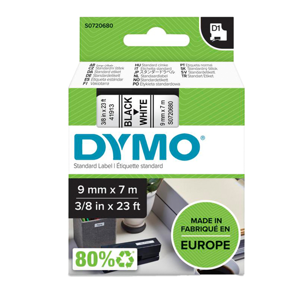  Nastro D1 standard 409130 - 9 mm x 7 mt - PL - nero/bianco - Dymo 