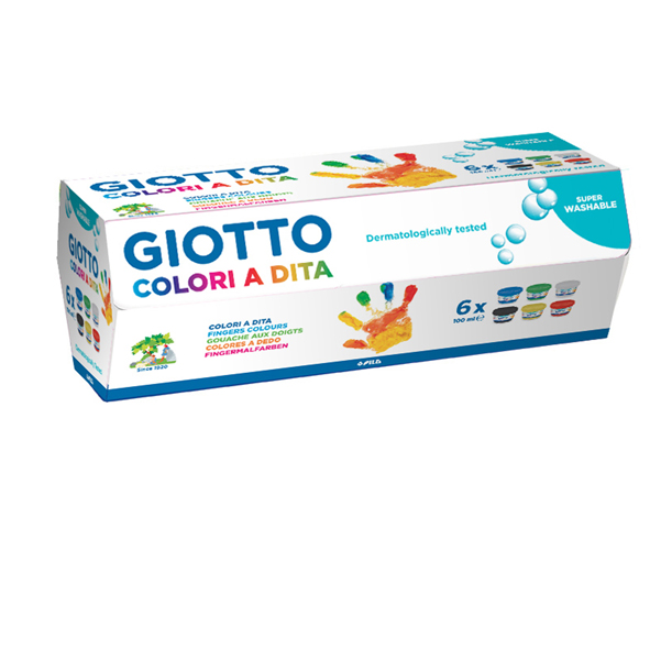  Colori a dita - 100 ml - colori assortiti - Giotto - conf. 6 pezzi 