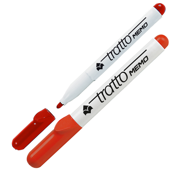  Pennarello Tratto Memo- a secco - per lavagne cancellabili - punta conica - tratto 2,5 mm - rosso - Tratto 