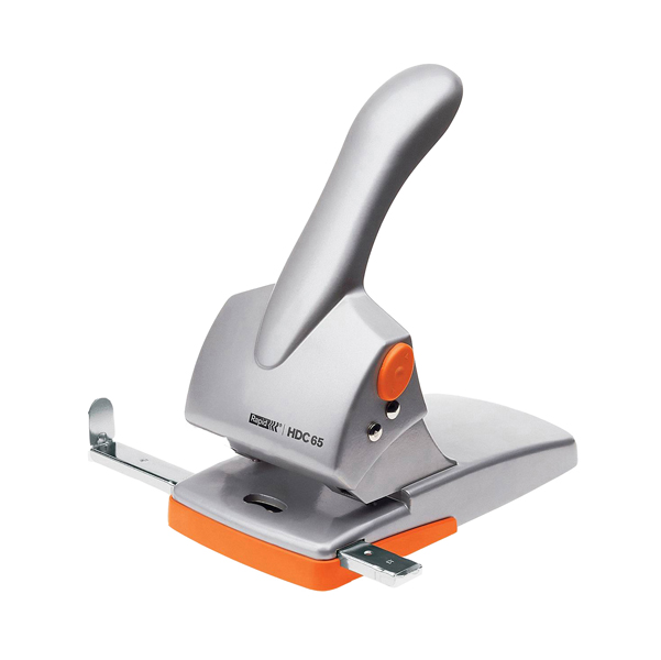  Perforatore HDC65 - max 65 fogli - 2 fori - passo 8 cm - argento/arancio - Rapid 