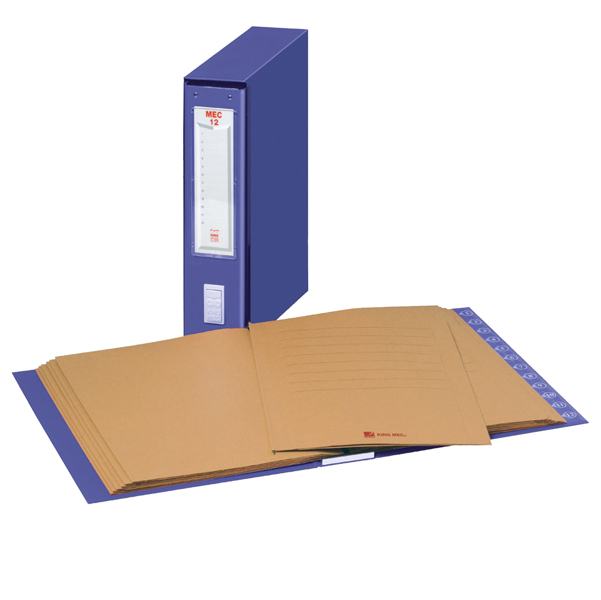  Classificatore numerico Mec - 12 cartelline 3 lembi - 23 x 32 cm - dorso 7 cm - blu - King Mec 