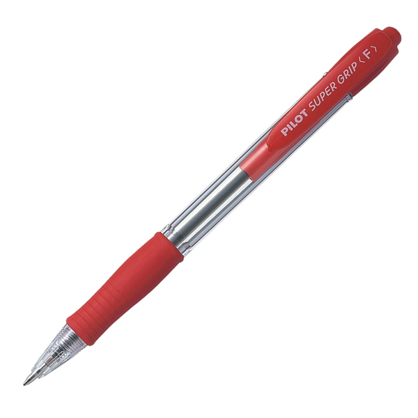  Penna sfera a scatto Super Grip - punta fine 0,7 mm - rosso - Pilot 