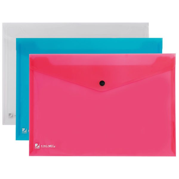  Busta con bottone Pull - A4 - PP - colori assortiti - King Mec 