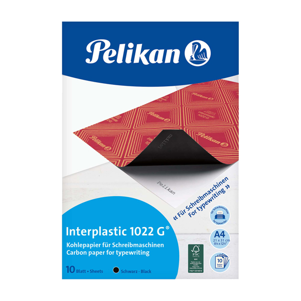  Carta carbone Interplastic 1022G - A4 - nero - Pelikan - conf. 10 fogli 