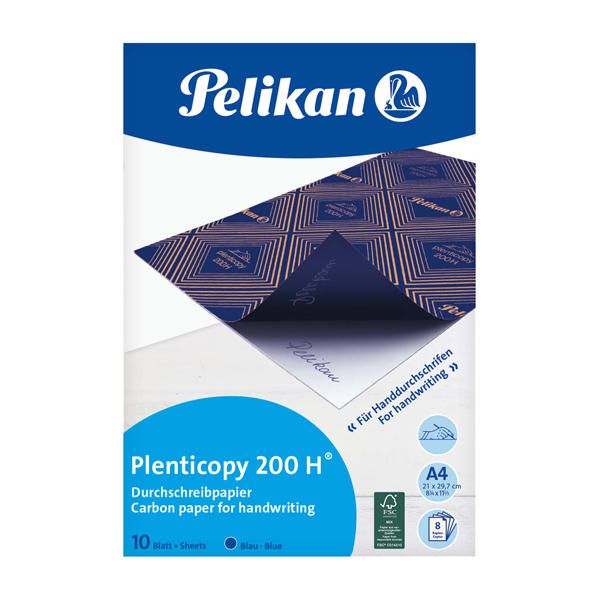 Carta da ricalco Plenticopy 200H - A4 - blu - Pelikan - conf. 10 fogli 