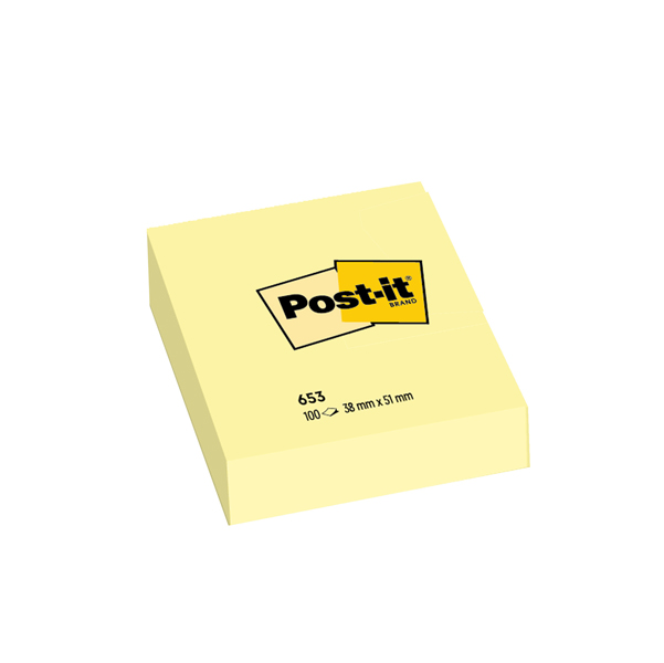  Blocco foglietti - 653 - 38 x 51 mm - giallo Canary - 100 fogli - Post-it 
