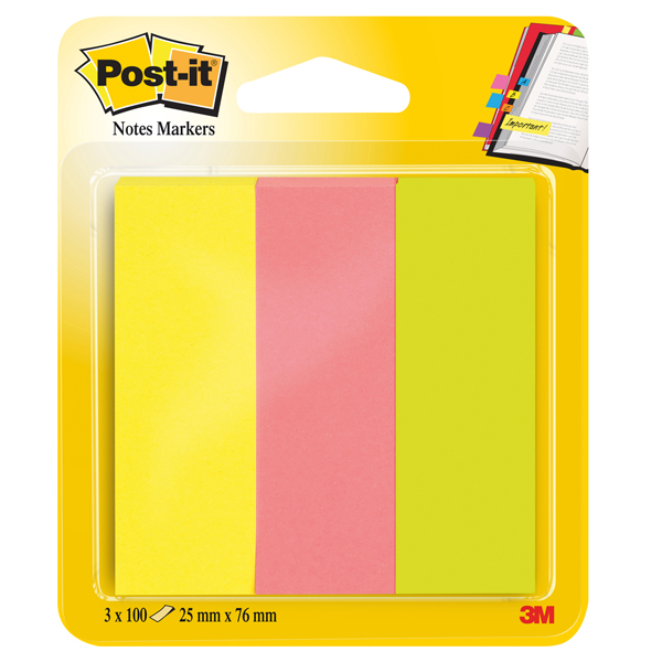  Segnapagina Post-it in carta - 671-3 - 25 x 76 mm - 3 colori Neon - Post-it - conf. 300 pezzi 