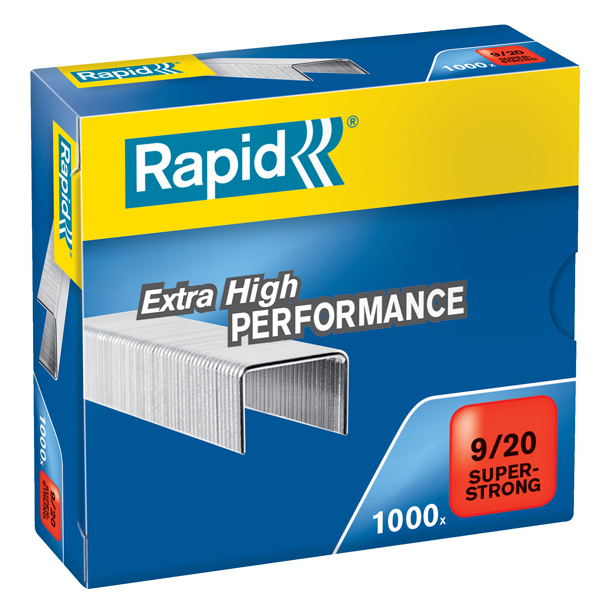  Punti Rapid Super Strong - alti spessori - 9/20 - acciaio zincato - metallo - Rapid - conf. 1000 pezzi 