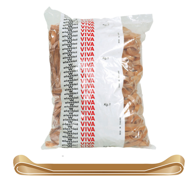 Elastici fettuccia - diametro 12 x 0,8 cm - 1 kg - caucciù - avana - Viva 