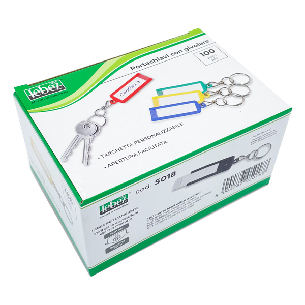  Targhette portachiavi girevoli - colori assortiti - Lebez - conf. 100 pezzi 