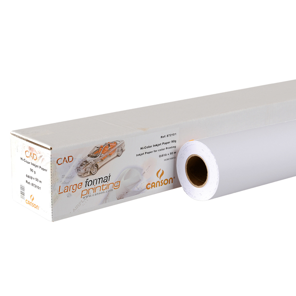  Carta plotter - 610 mm (24") x 50 mt - 90 gr - inkjet - opaca - bianco - Canson 