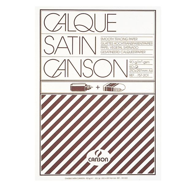  Blocco carta lucida satinata per disegno manuale - A4 - 50 fogli - 90gr - Canson 