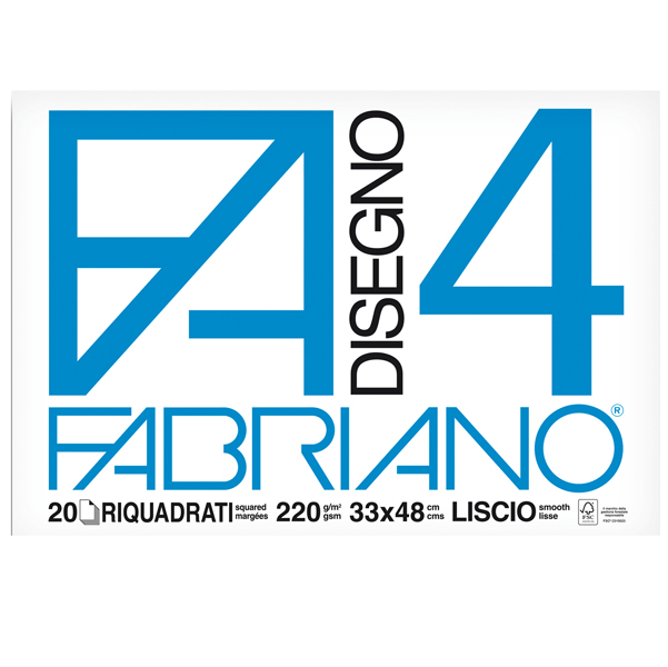  Album F4 - 33 x 48 cm - 220 gr - 20 fogli - liscio squadrato - Fabriano 