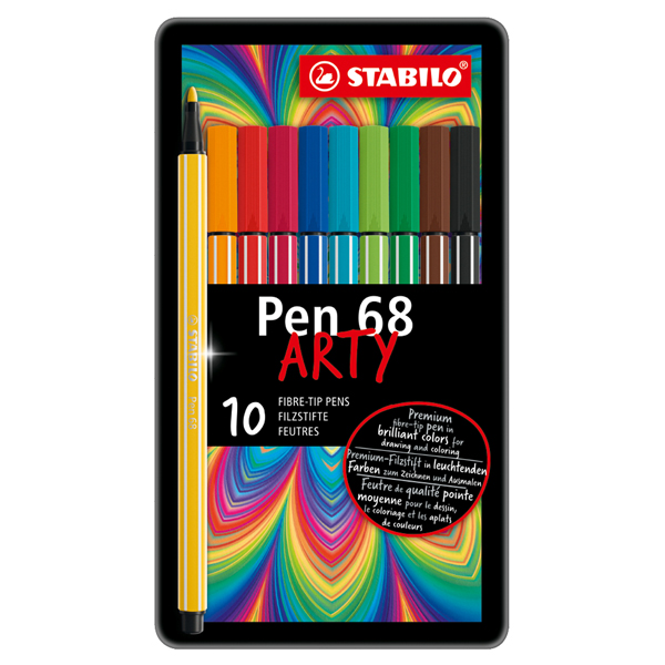  Pennarelli Pen 68 - colori assortiti - Stabilo - scatola in metallo 10 pezzi 