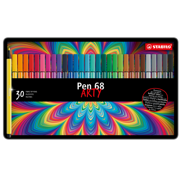 Pennarelli Pen 68 - colori assortiti - Stabilo - scatola in metallo 30 pezzi 