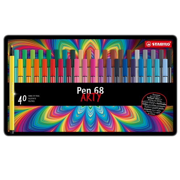  Pennarelli Pen 68 - colori assortii - Stabilo - scatola in metallo 40 pezzi 