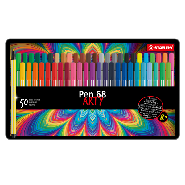 Pennarelli Pen 68 - colori assortiti - Stabilo - scatola in metallo 50 pezzi 