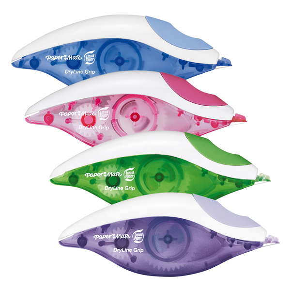  Correttore a nastro Dryline Grip - 5mm x 8,5mt - colori assortiti - Papermate 