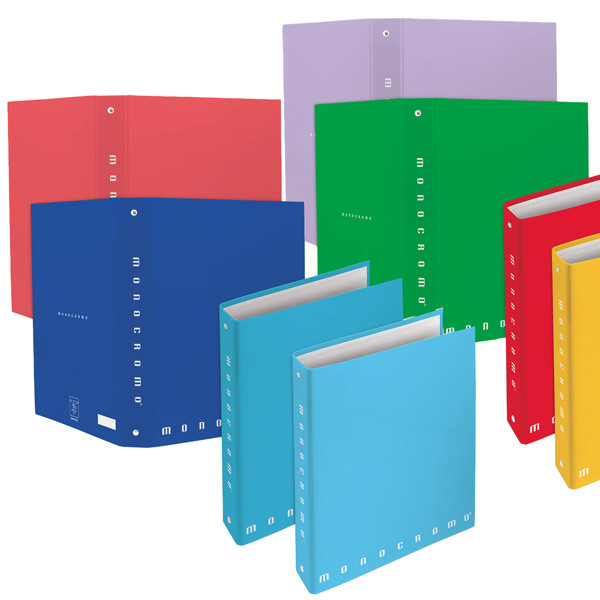  Raccoglitore Monocromo - A4 - 4 anelli tondi 30 mm - dorso 4 cm - colori assortiti - Pigna 