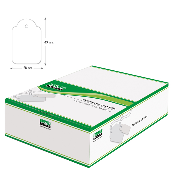  Etichette con filo A391 - 28 x 43 mm - bianco - Lebez - conf. 500 pezzi 
