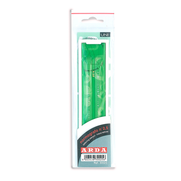  Normografo lettere e cifre Uni - 5mm - verde - Arda 