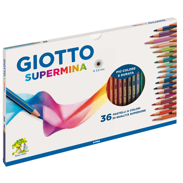  Pastello Supermina - mina 3,8 mm - colori assortiti - Giotto - astuccio 36 pezzi 