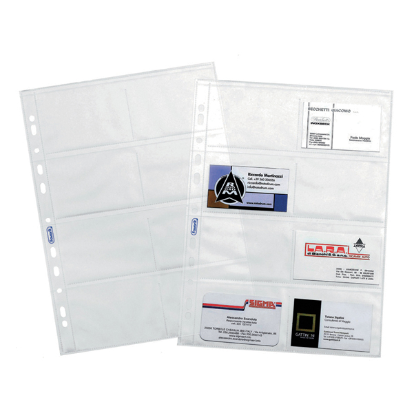  Buste forate Portabiglietti - 8 Tasche - 22,2 x 31,2 cm - trasparente - Favorit - conf. 10 pezzi 