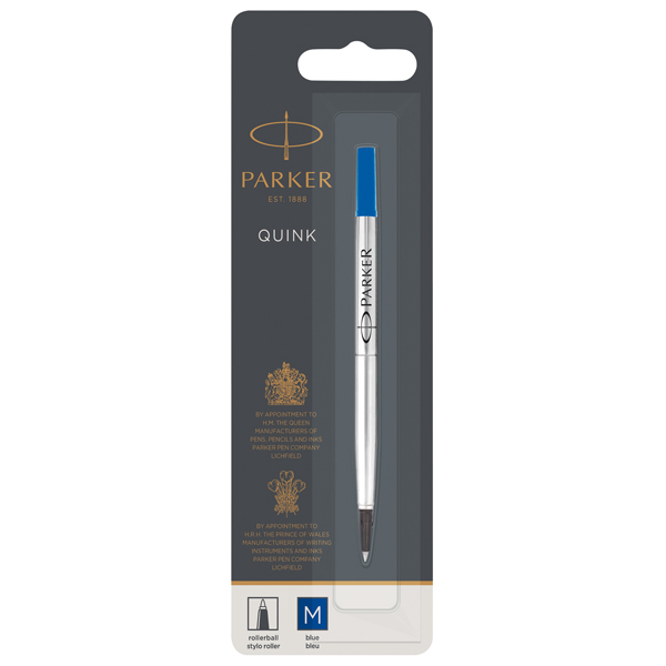  Refill roller Quink standard - punta media - metallo - blu - Parker 