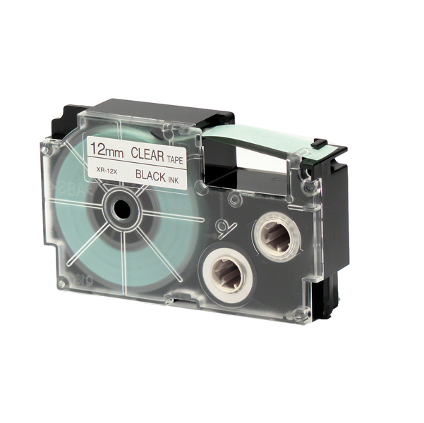  Nastro - 12 mm x 8 mt - nero/ trasparente - Casio 