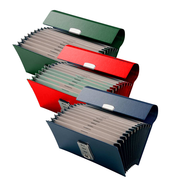  Portacambiali a soffietto - 12 tasche Gen/Dic - 28x13 cm - colori assortiti - Fraschini 