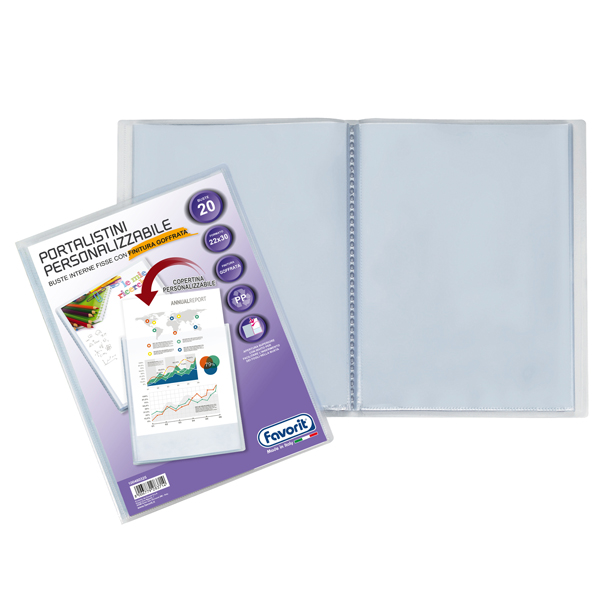  Portalistini personalizzabile Sviluppo - buccia - 22x30 cm - 20 buste - trasparente - Favorit 