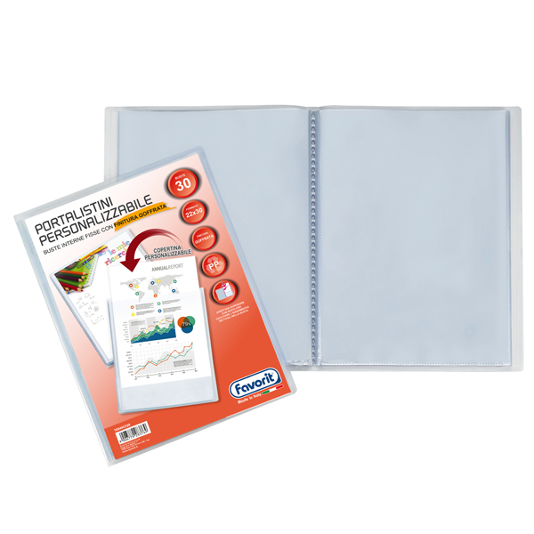  Portalistini personalizzabile Sviluppo - buccia - 22x30 cm - 30 buste - trasparente - Favorit 