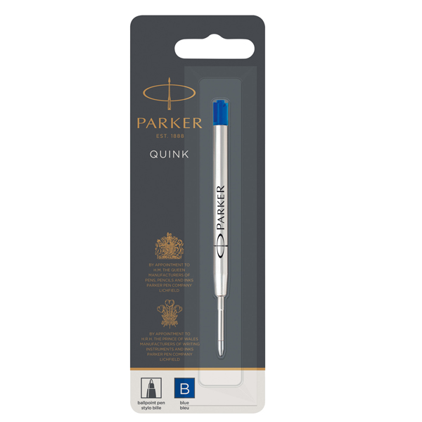  Refill sfera Quink standard - punta large - metallo - blu - Parker 