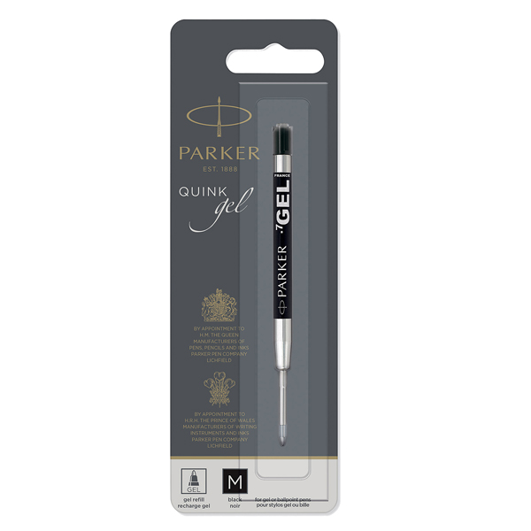  Refill sfera QuinkGel - punta media - metallo - nero - Parker 