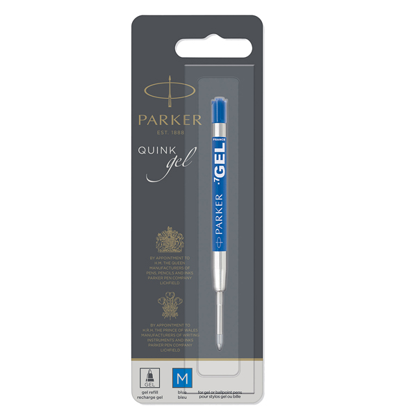  Refill sfera QuinkGel - punta media - metallo - blu - Parker 