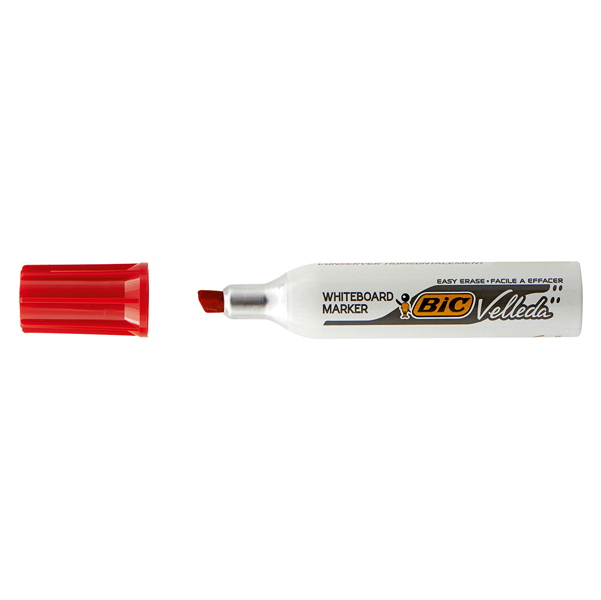  Pennarello Whiteboard Marker Velleda 1781 - punta a scalpello da 3,2 a 5,5mm - rosso - Bic 